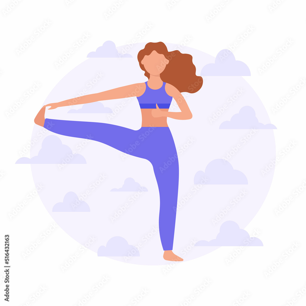 Woman doing simple exercises from morning exercises doing yoga Woman doing simple exercises from morning exercises doing yoga