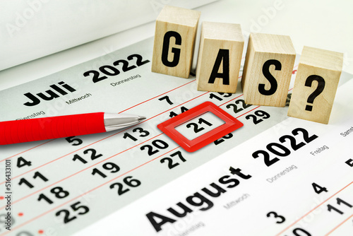 Deutscher Kalender 21. Juli 2022 und Gas photo