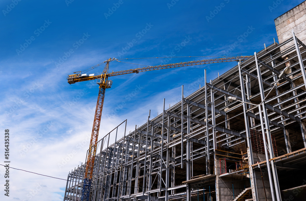 crane, construction, iron, industry, development, engineering, architecture, equipment, structure, site, industrial, urban, activity, high, worker, steel, sky, blue, business, safety, occupation, mach