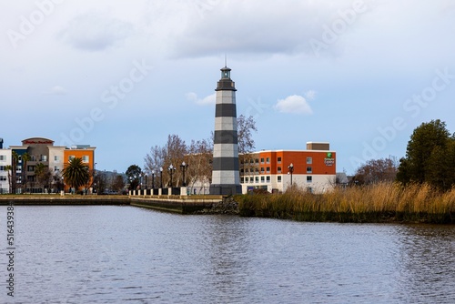 Beautiful view of a lighthouse and a church in Suisun California photo