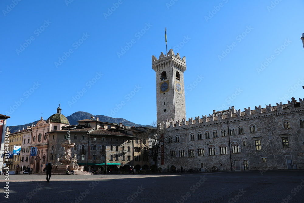 Duomo Square and Torre Civica in Trento, Trentino Italy