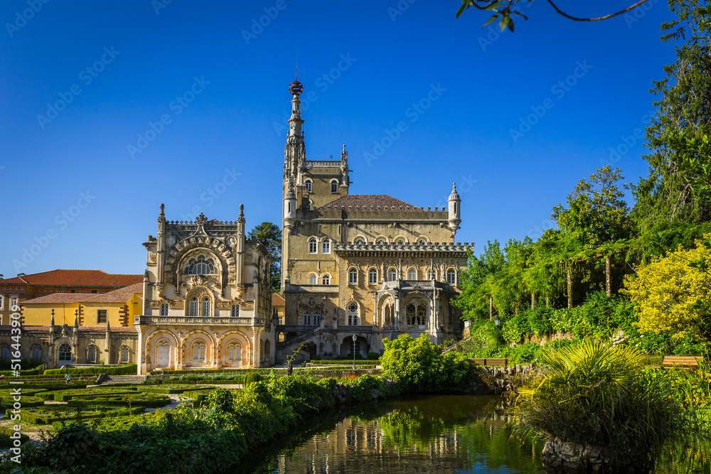 Bussaco palace located in the portuguese thermal region of Luso, worldwide known by it´s mineral waters. Palace in the woods in the protected forest of Bussaco