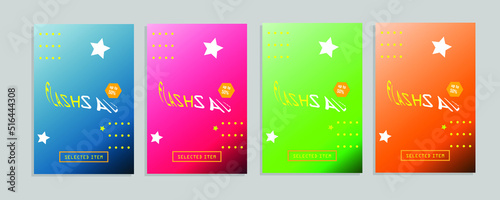 banner sale flash sale 4 sets of bright colorful elegant simple 3d mock up vector design