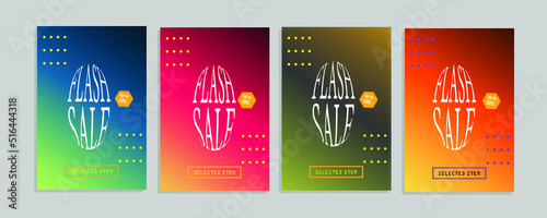 banner sale flash sale 4 sets of bright colorful elegant simple 3d mock up vector design