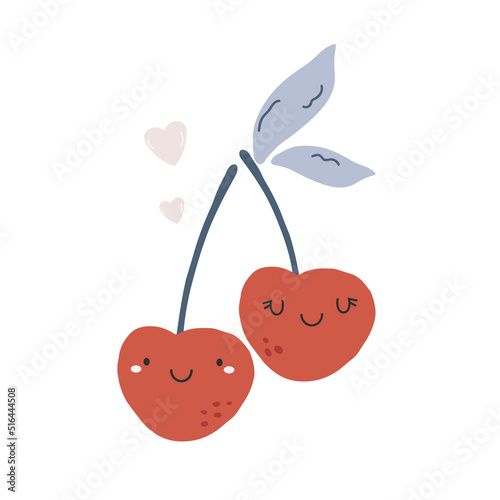 Vector illustration with funny sweet cherry characters