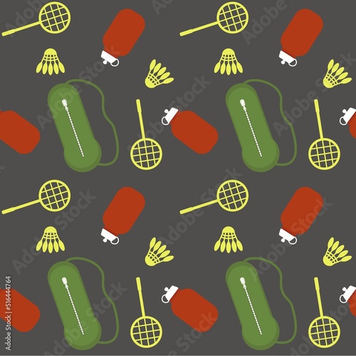 Elegant seamless badminton pattern in vintage style. Sport play background.