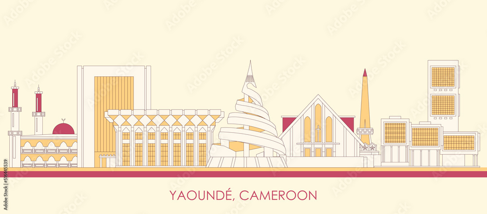 Cartoon Skyline panorama of city of Yaoundе, Cameroon - vector illustration