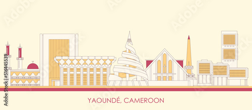 Cartoon Skyline panorama of city of Yaoundе, Cameroon - vector illustration