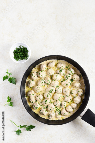 Swedish meatballs with white creamy sauce