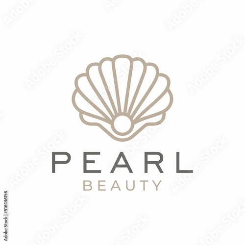 Elegant Beauty Pearl Seashell Shell Oyster Cockle Oyster Scallop logo design template