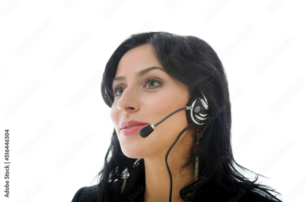 Professional Service Representative on White Background Professional Service Representative on White Background