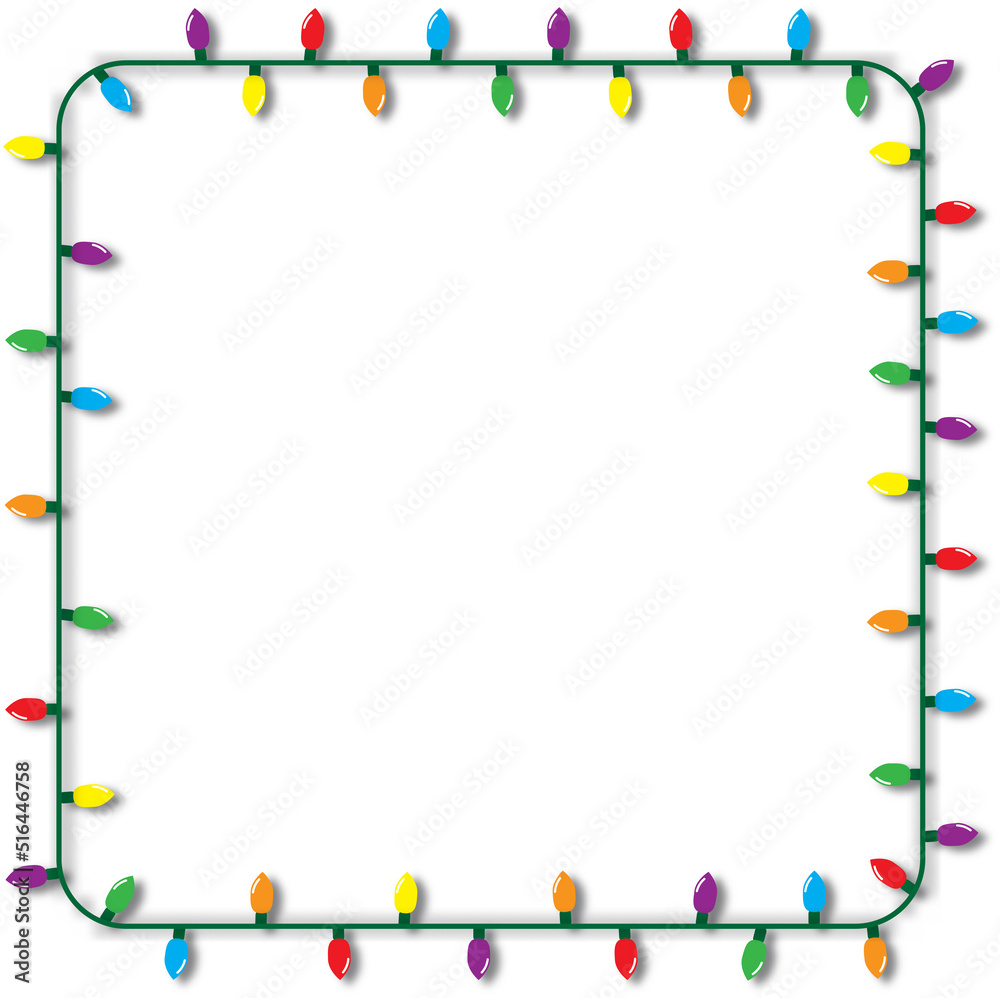 Obraz premium Christmas lights string isolated frame on white background vector