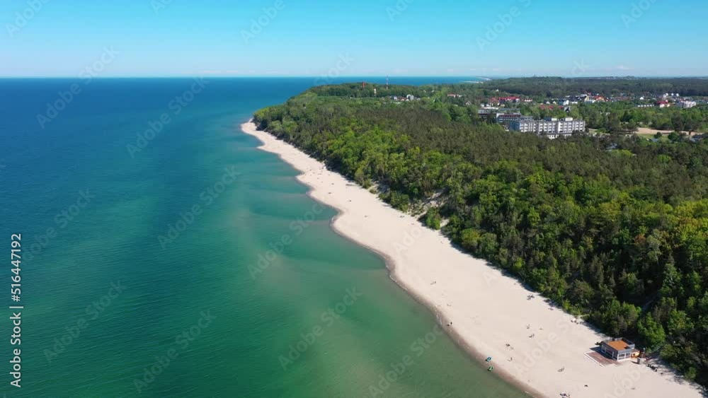 Aerial landscape of the beach in Jastrzebia Gora by the Baltic Sea at summer. Poland. Aerial landscape of the beach in Jastrzebia Gora by the Baltic Sea at summer. Poland.