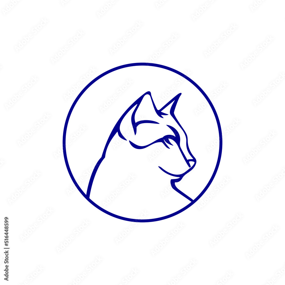 Fototapeta premium cat on a white background. Creative cat logo with a circle vector design