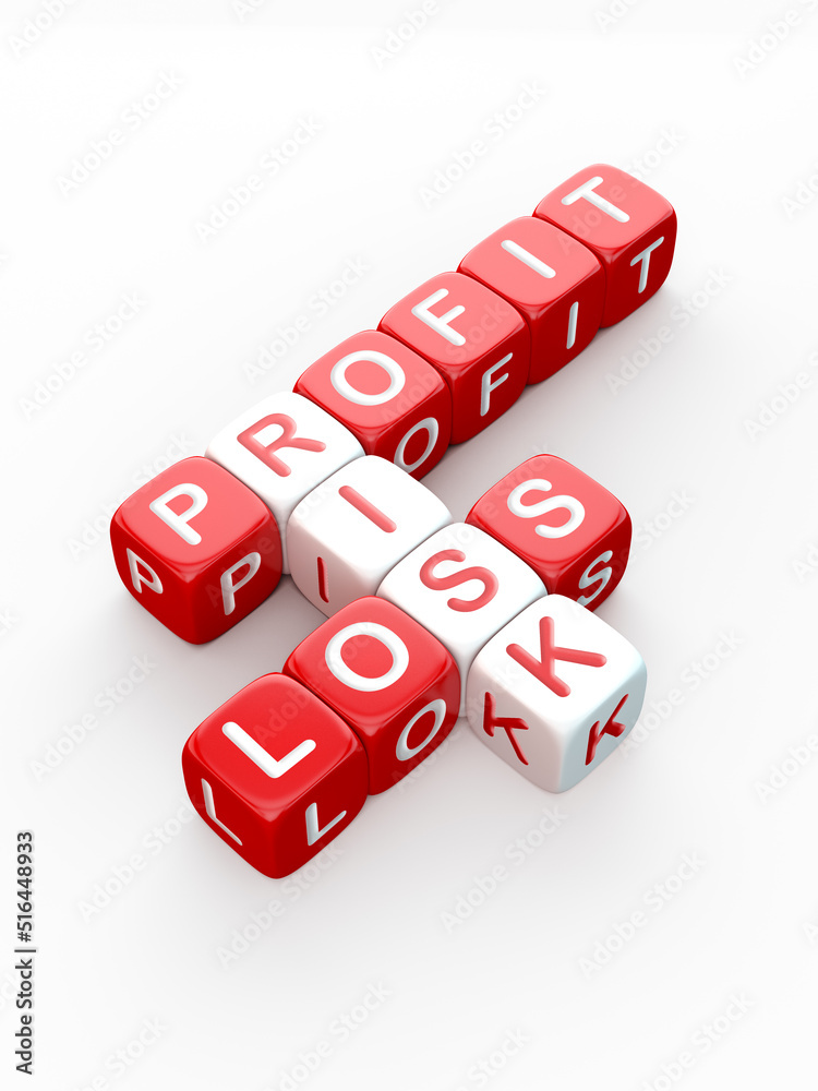Profit Risk Loss Crossword Puzzle on Isolated White Background Profit Risk Loss Crossword Puzzle on Isolated White Background