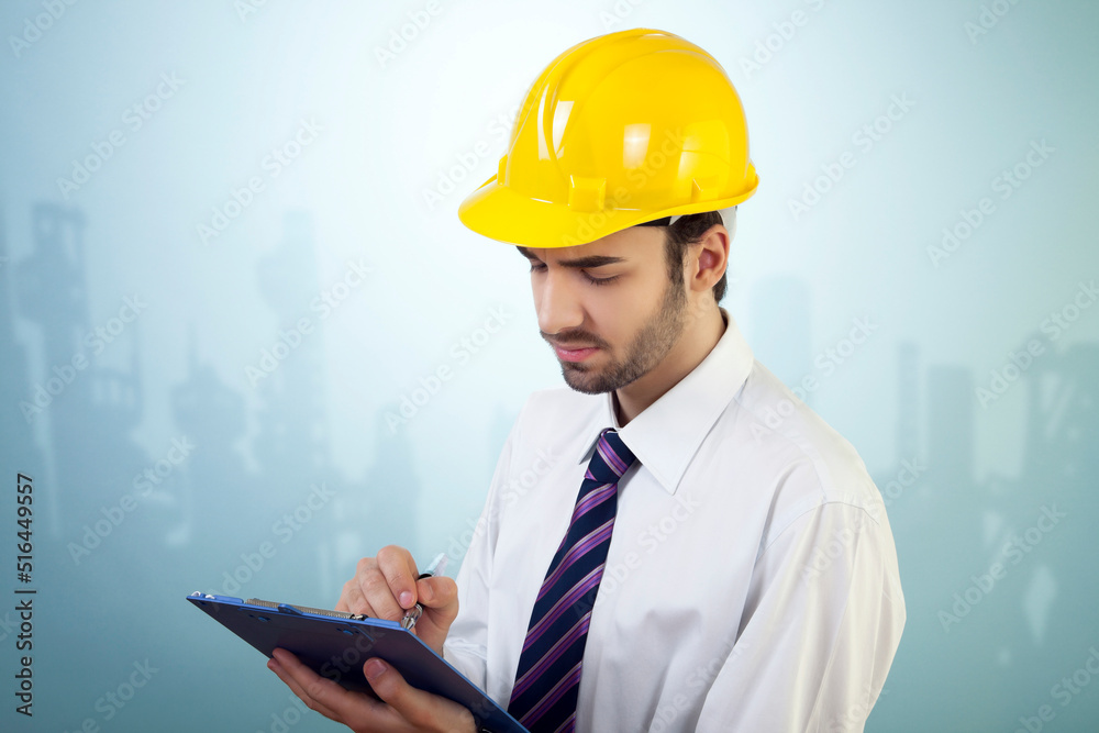 Young Construstor is Checking Details Young Construstor is Checking Details