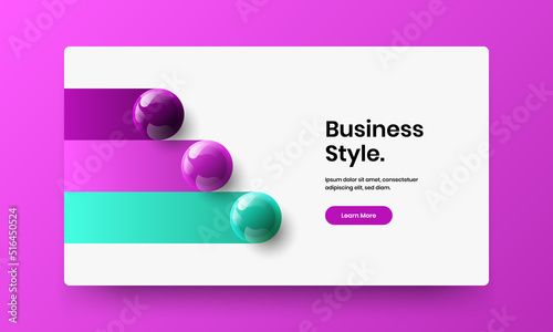 Fresh realistic balls web banner concept. Isolated company brochure vector design layout.