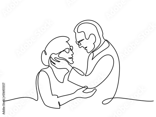 Romantic elderly couple. Old grandfather and grandmother
