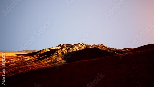 colored mountains at summer sunset photo