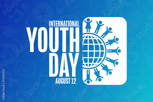 International Youth Day. August 12. Holiday concept. Template for background, banner, card, poster with text inscription. Vector EPS10 illustration.