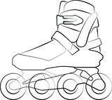 Inline skates, Roller Freeskate, Freestyle Slalom Rollerblad. sketch drawing, contour lines drawn