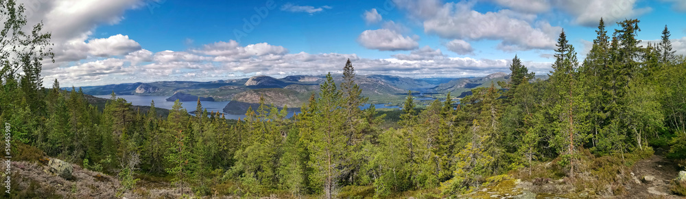 panorama over lakes and montains in Norway