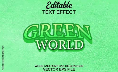 editable text effect green world