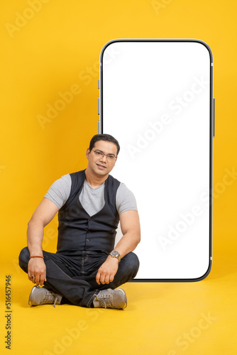 Mobile template. Young man ...