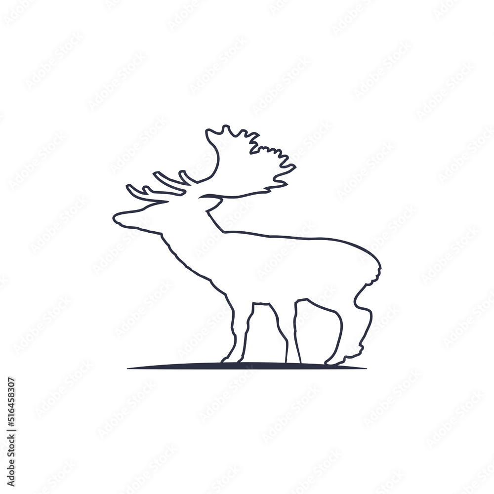 Fototapeta premium deer silhouette vector. One line drawing deer vector design