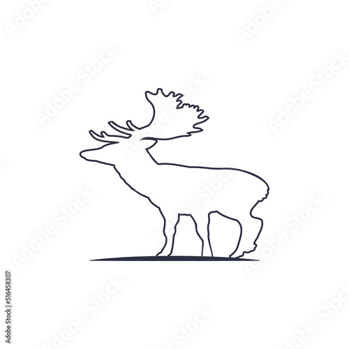 deer silhouette vector. One line drawing deer vector design