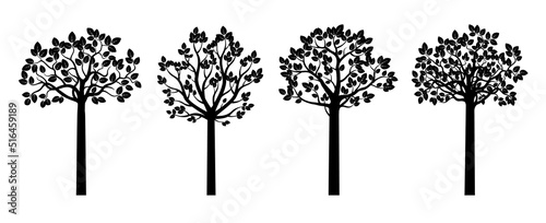 Set black Trees. Vector Illustration. photo