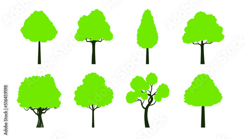 Set black Trees. Vector Illustration.