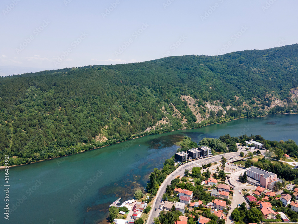 Aerial summer view of Pancharevo lake, Bulgaria