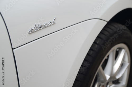Diesel emblem, car with diesel engine