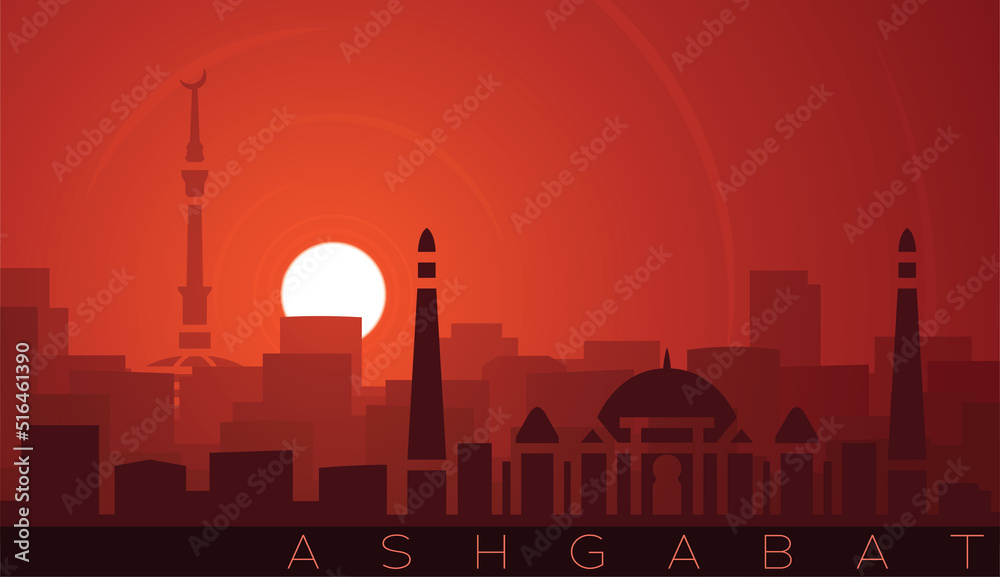 Ashgabat Low Sun Skyline Scene