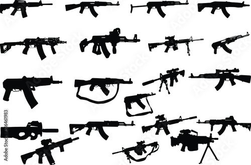 The set of Guns Silhouette - Gun silhouette collection