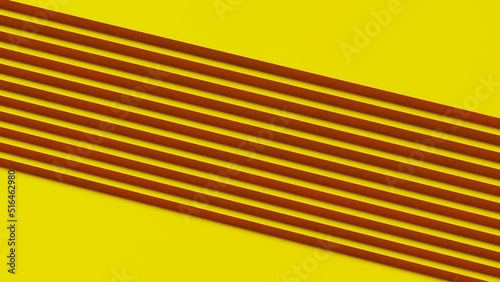 Yellow Plastic Geometric Abstract Background Wall Paper. Architectural Sculpture. 3D illustration. 3D high quality rendering. 3D CG.