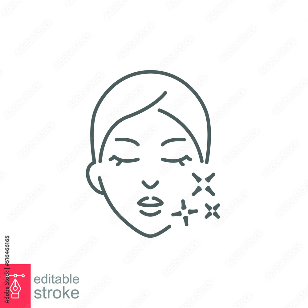 Skin care icon. Simple outline style. Face, beauty, health, woman, healthy, mask, clean, fresh, girl, acne, cleansing concept. Vector illustration isolated on white background. Editable stroke EPS 10