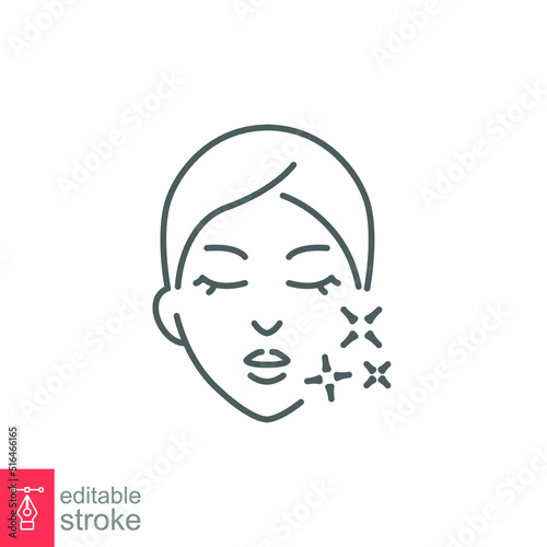 Skin care icon. Simple outline style. Face, beauty, health, woman, healthy, mask, clean, fresh, girl, acne, cleansing concept. Vector illustration isolated on white background. Editable stroke EPS 10