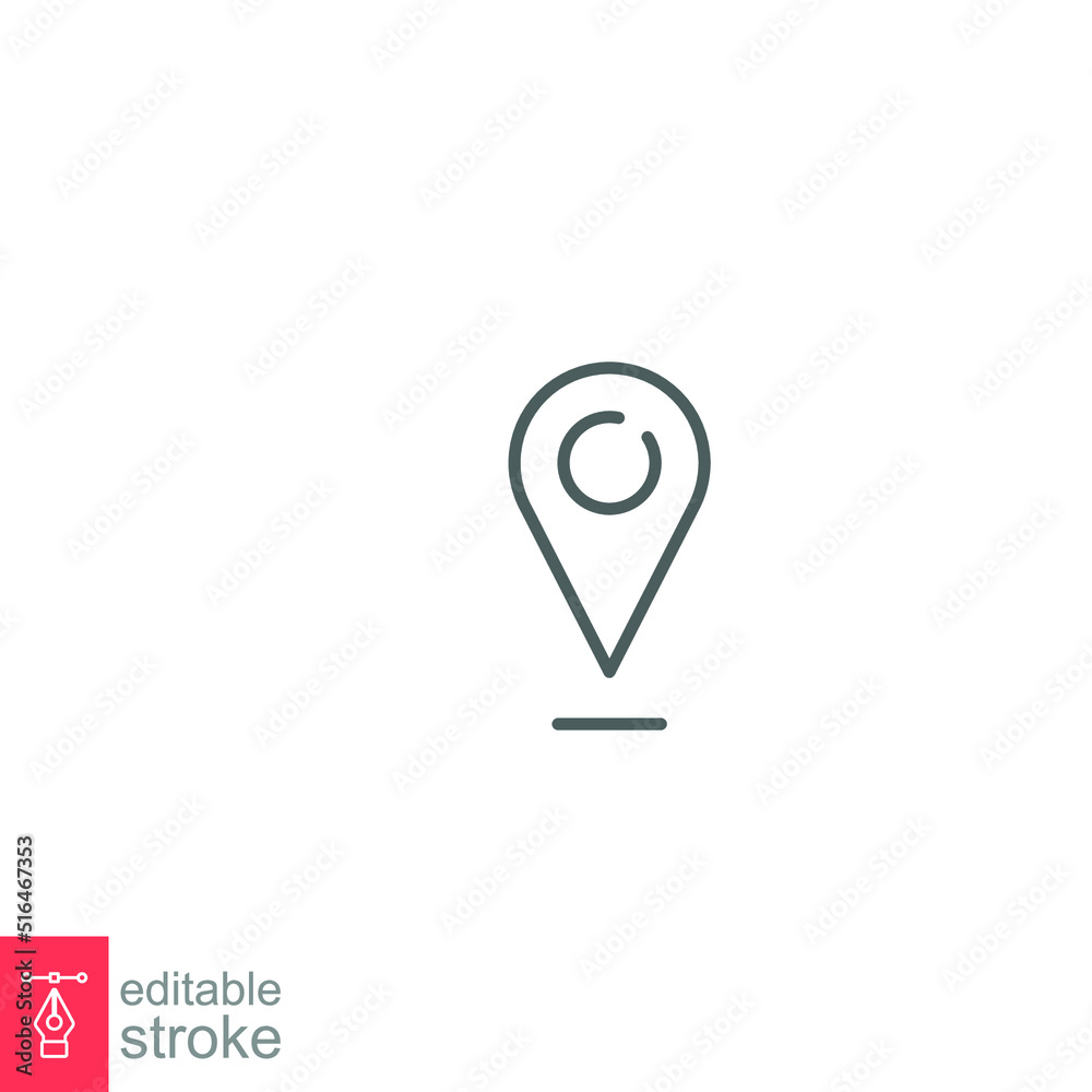 Pin map line icon. Simple outline style. Location, journey point, gps, destination, marker, pointer concept for web and app design. Vector illustration isolated on white design. Editable stroke EPS 10