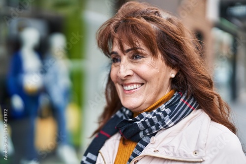 Wallpaper Mural Middle age woman smiling confident standing at street Torontodigital.ca