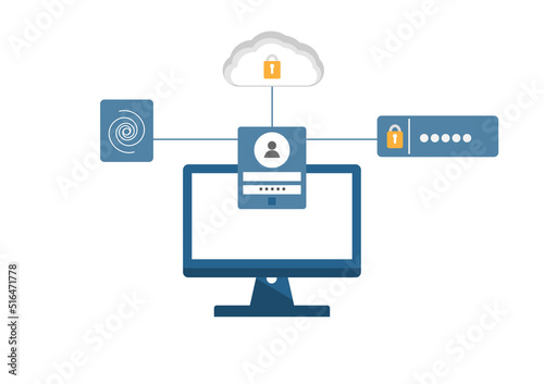 Art & vector illustration cloud computing concept on security, database on cloud platform, information connecting, database cyber security