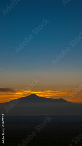 Panoramic view of colorful sunrise in mountains