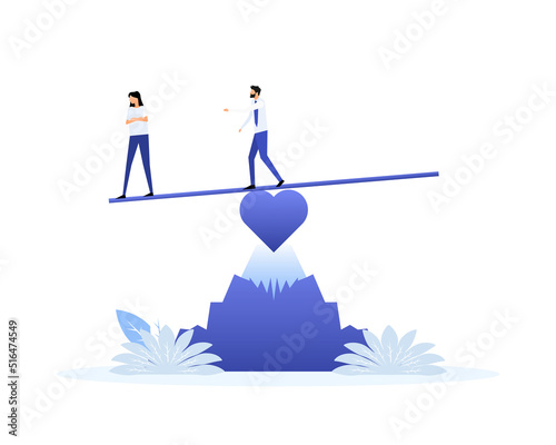 Cartoon icon with people chasm. Business concept. Team concept.