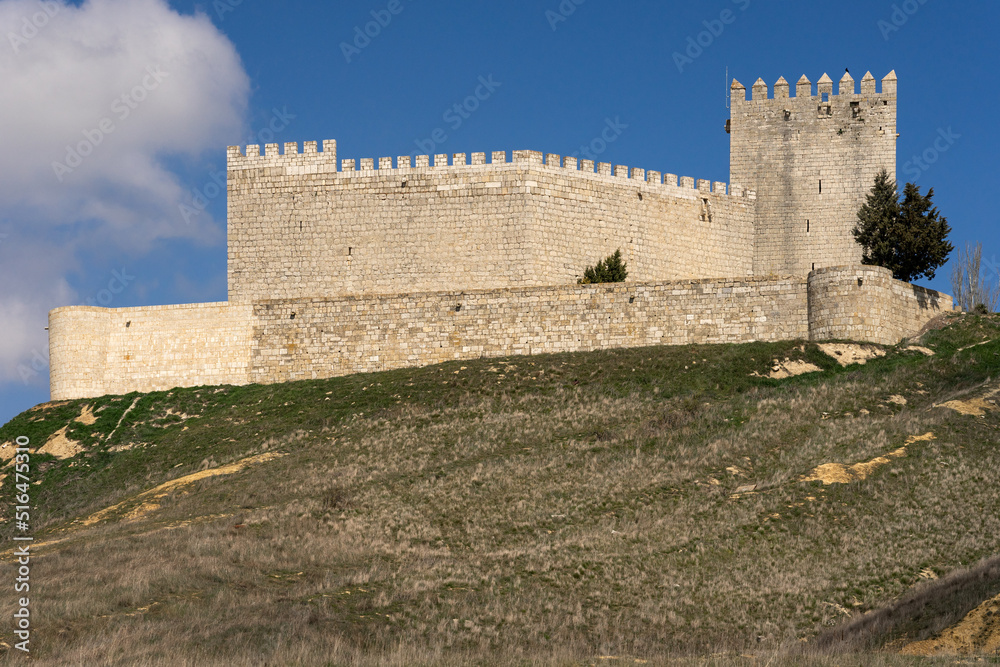 Castle of Monzón de Campos in a sunny day, Palencia, Castilla y León, Spain.