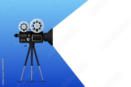 Movie projector, Retro cinema. Cinematography festival. Movie time. Vector illustration.