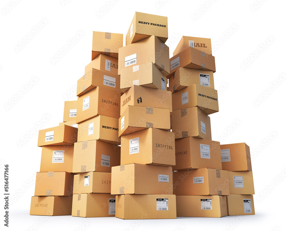 Mail Cardboard boxes on a white background. 3d illustration Mail Cardboard boxes on a white background. 3d illustration