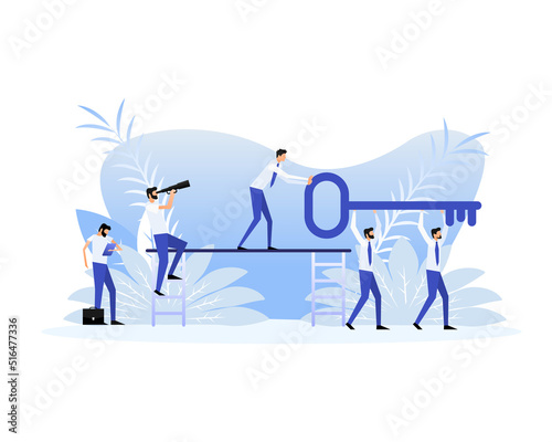 Advertising with key people. Vector illustration. Business banner
