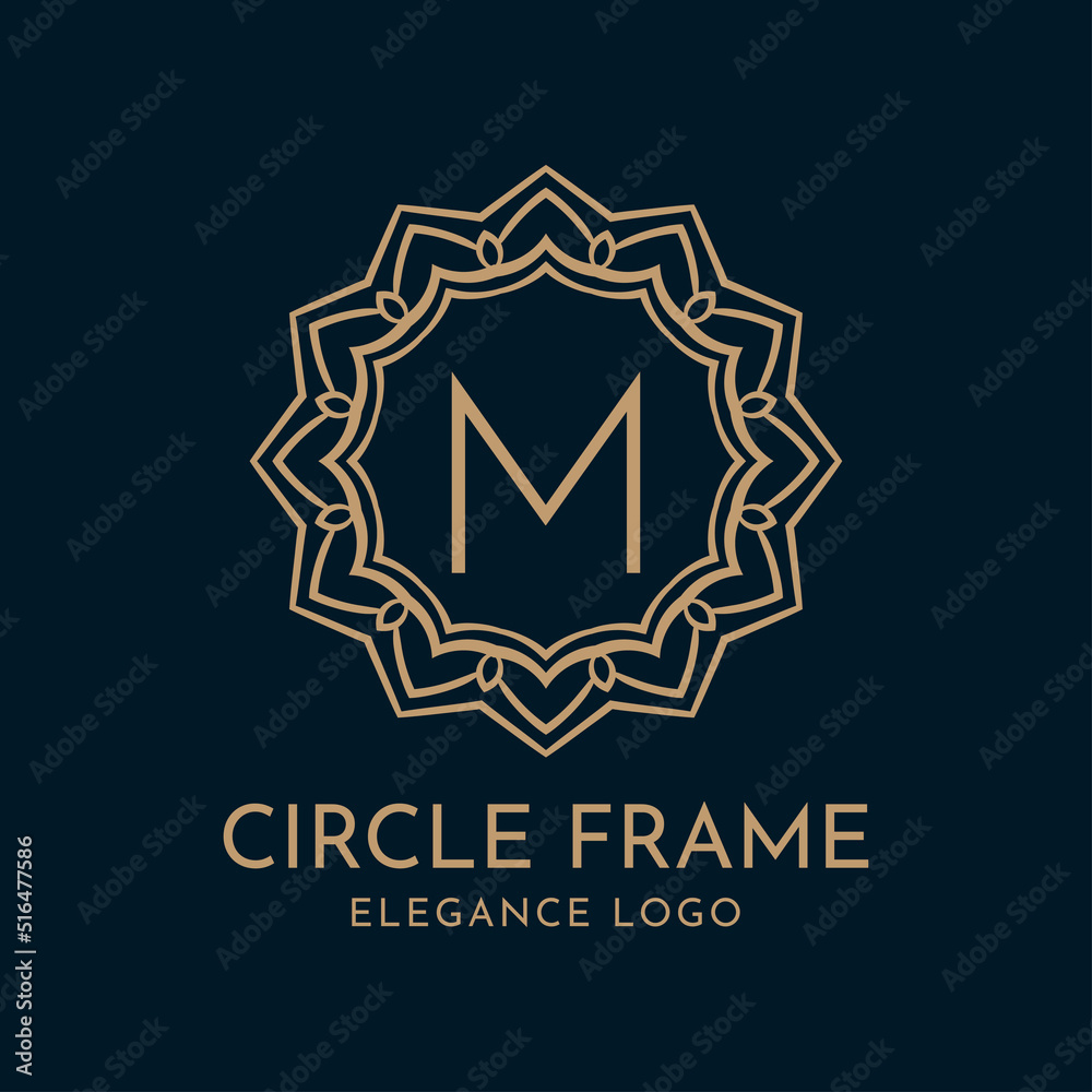 letter M circle frame elegance vector logo design