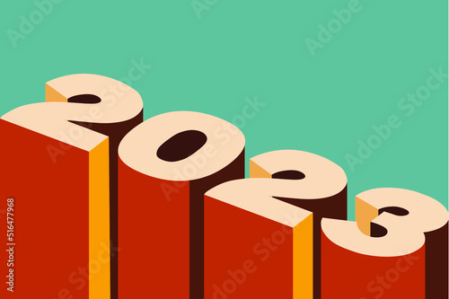 2023 Poster Design Isometric Composition vintage color Stock Vector Illustration